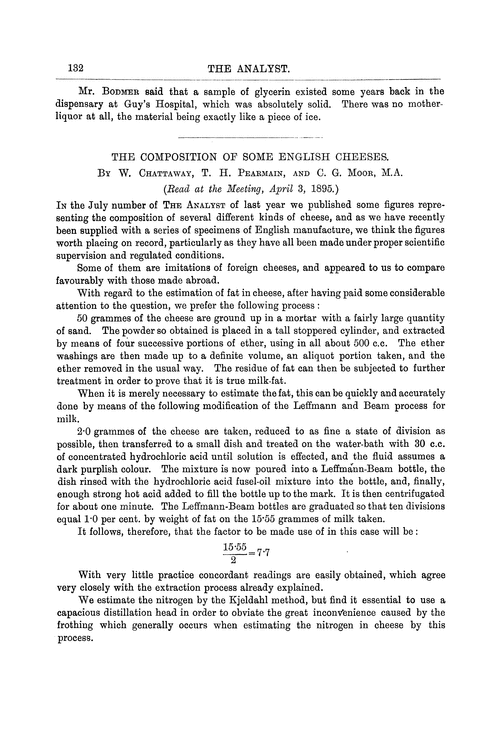The composition of some english cheeses
