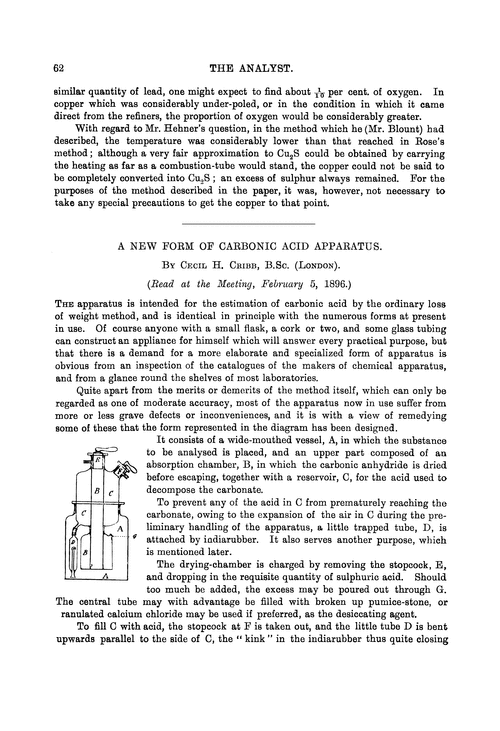 A new form of carbonic acid apparatus