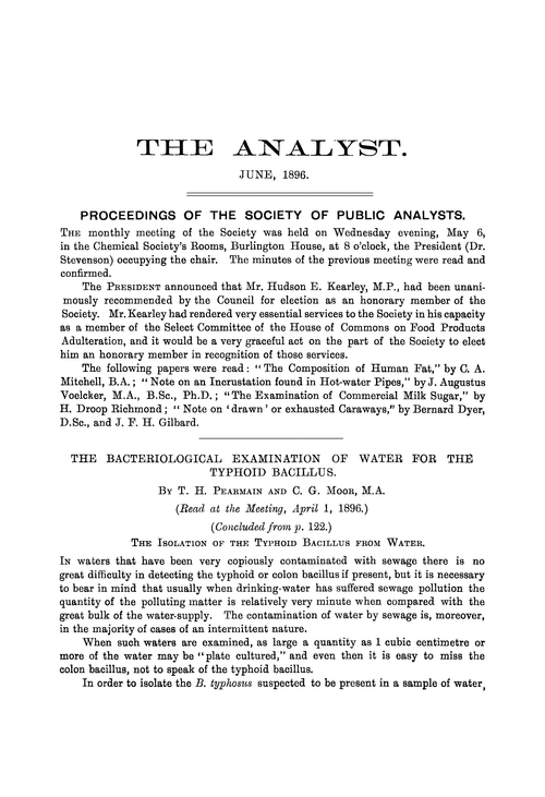 Proceedings of the Society of Public Analysts
