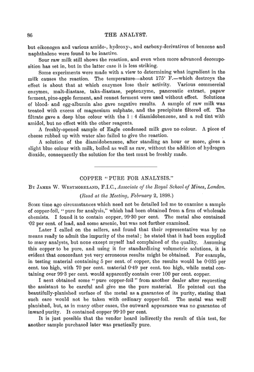 Copper “pure for analysis.”