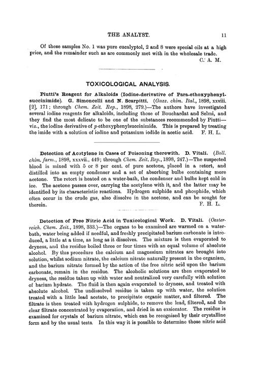 Toxicological analysis