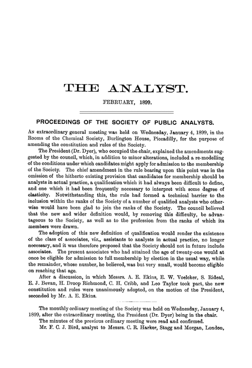 Proceedings of the Society of Public Analysts