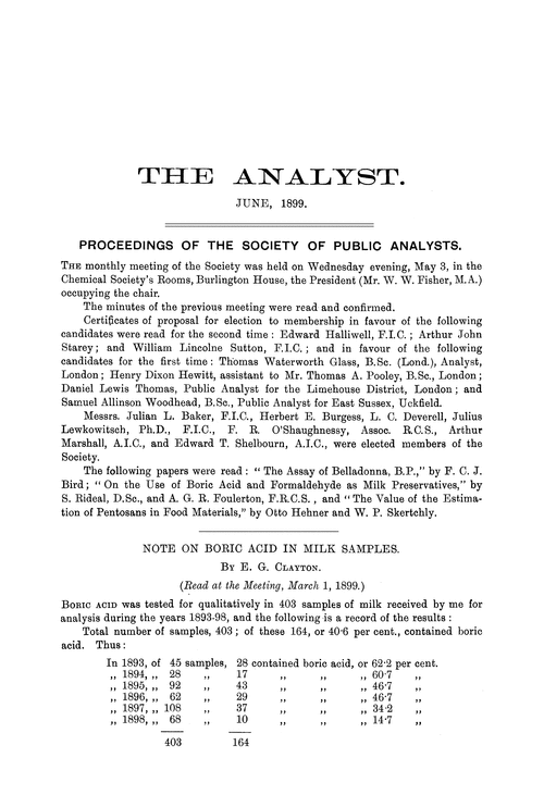 Note on boric acid in milk samples