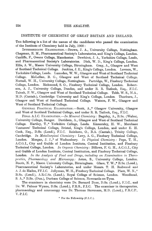 Institute of Chemistry of Great Britain and Ireland