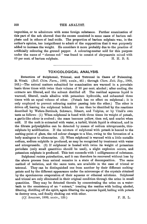 Toxicological analysis