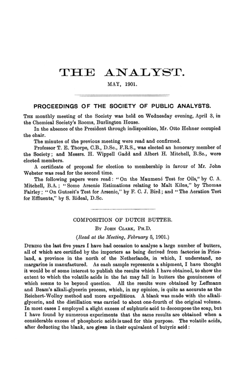 Composition of Dutch butter