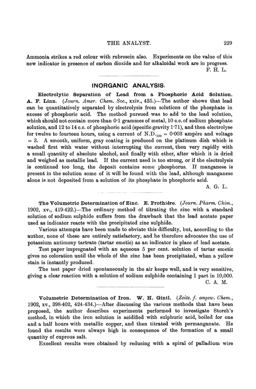 Inorganic analysis