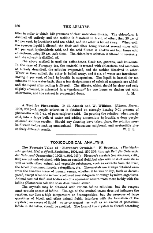 Toxicological analysis