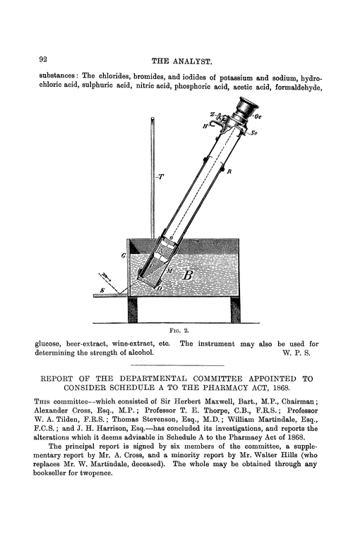 Report of the Departmental Committee appointed to consider Schedule A to the Pharmacy Act, 1868