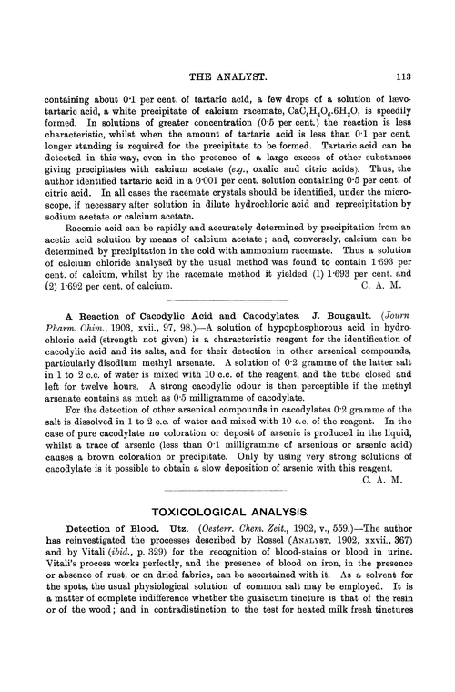 Toxicological analysis