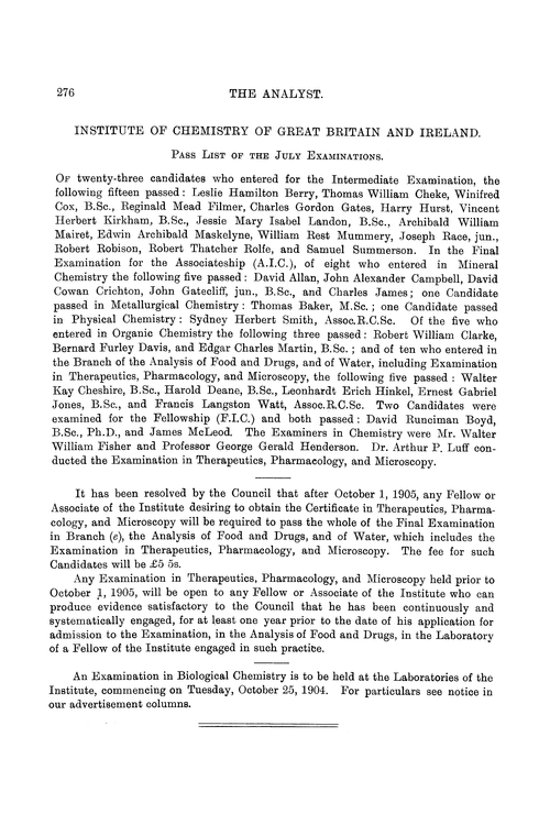 Institute of Chemistry of Great Britain and Ireland