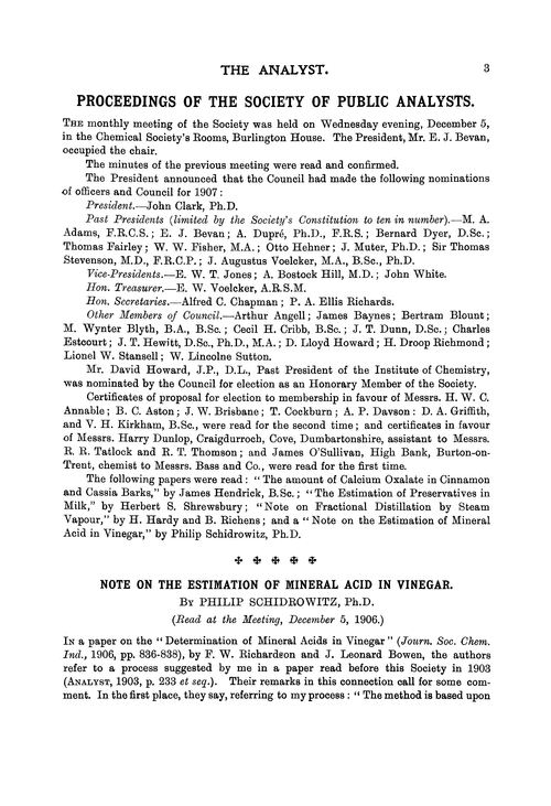 Proceedings of the Society of Public Analysts