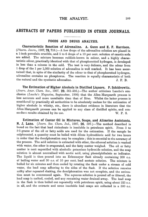 Foods and drugs analysis