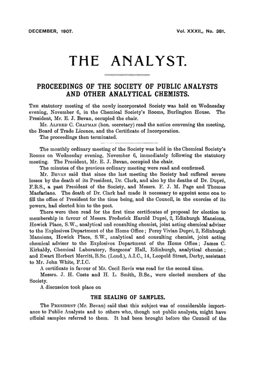 The sealing of samples