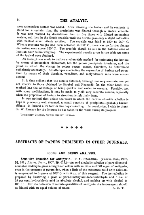 Foods and drugs analysis