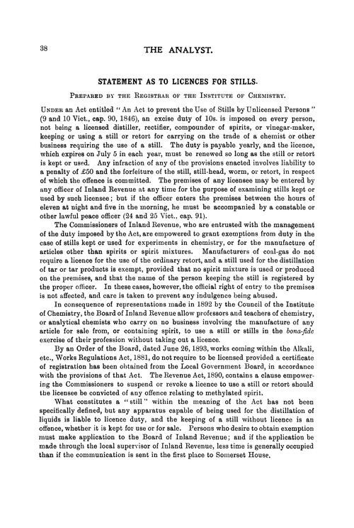 Statement as to licences for stills