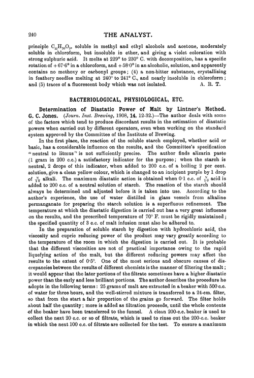 Bacteriological, physiological, etc.