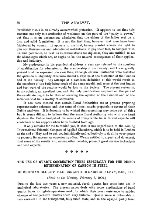 The use of quartz combustion tubes especially for the direct determination of carbon in steel