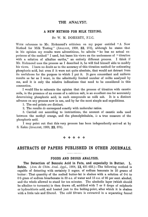 A new method for milk testing