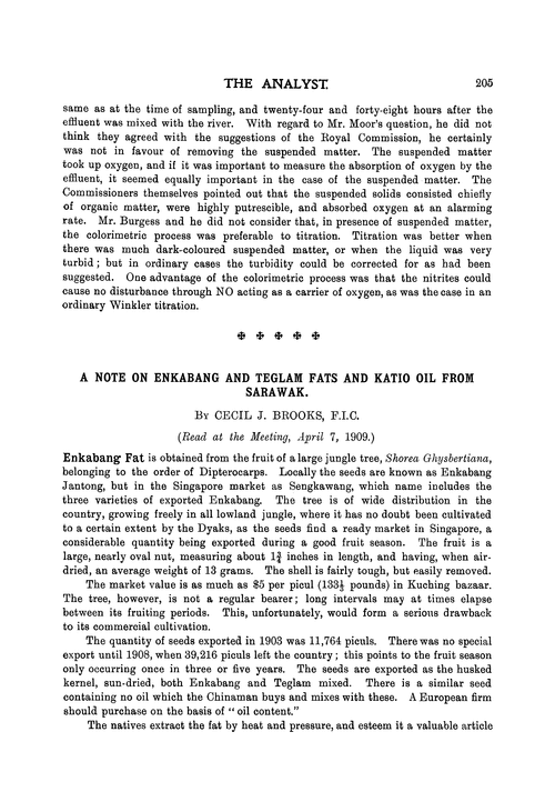 A note on Enkabang and Teglam fats and Katio oil from Sarawak
