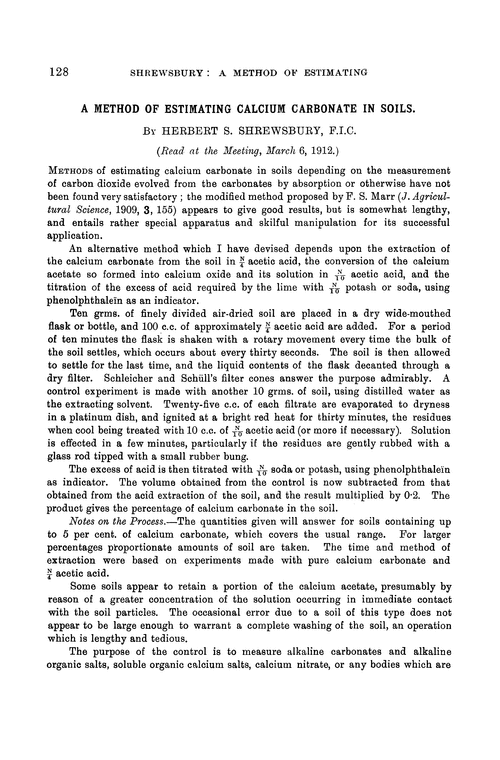 A method of estimating calcium carbonate in soils