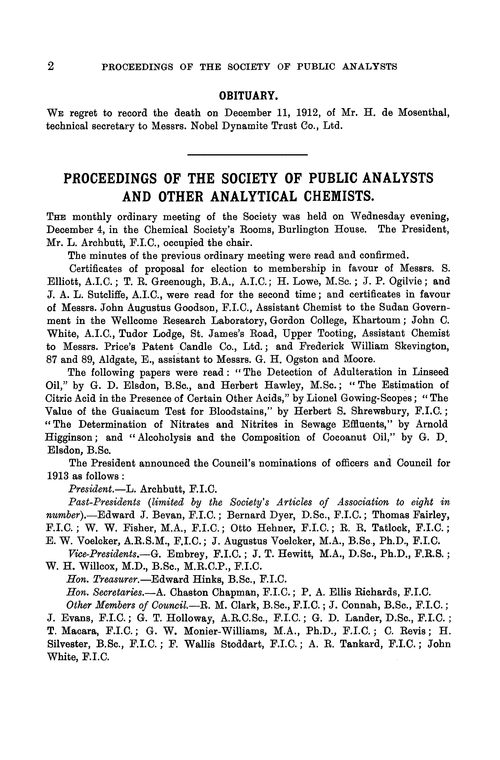 Proceedings of the Society of Public Analysts and other Analytical Chemists