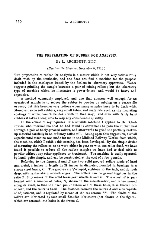 The preparation of rubber for analysis