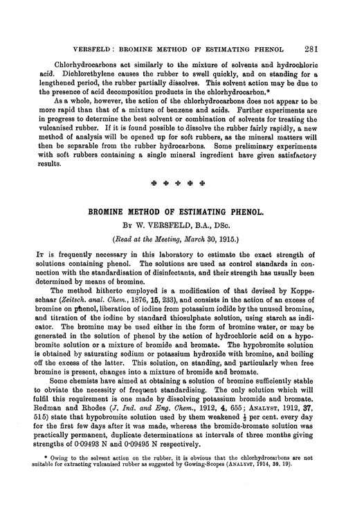 Bromine method of estimating phenol