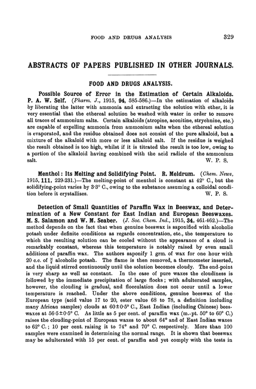 Food and drugs analysis