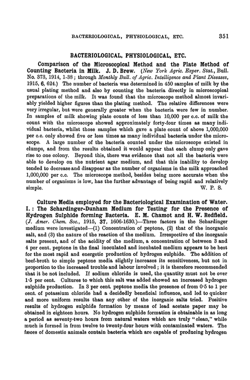 Bacteriological, physiological, etc.