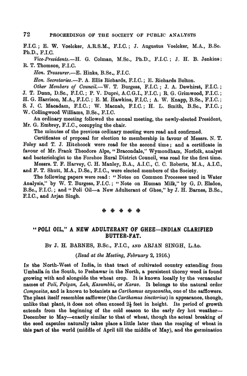 “Poli oil,” A new adulterant of ghee—Indian clarified butter-fat