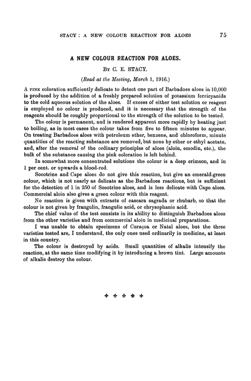 A new colour reaction for aloes