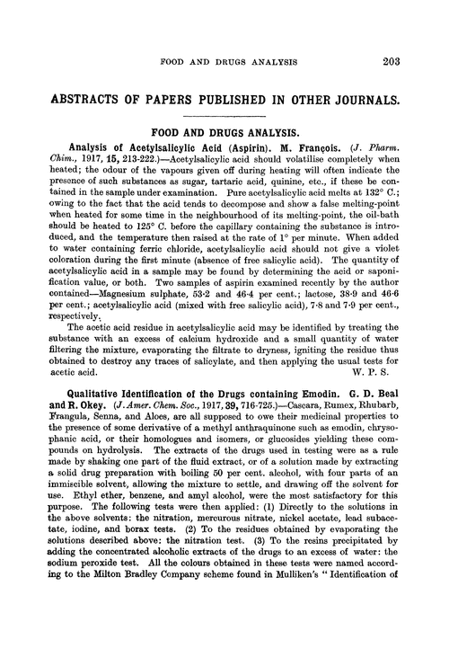 Food and drugs analysis