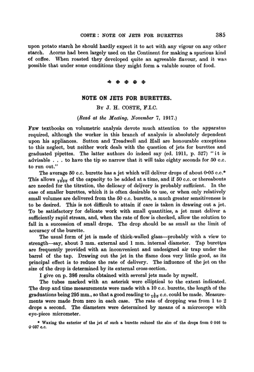 Note on jets for burettes