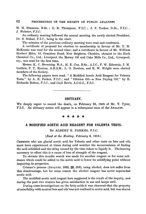 A modified acetic acid reagent for Valenta tests