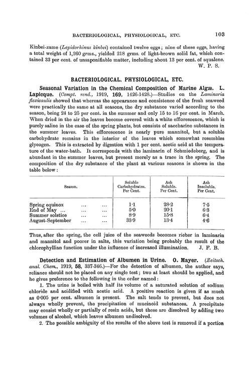 Bacteriological, physiological, etc.