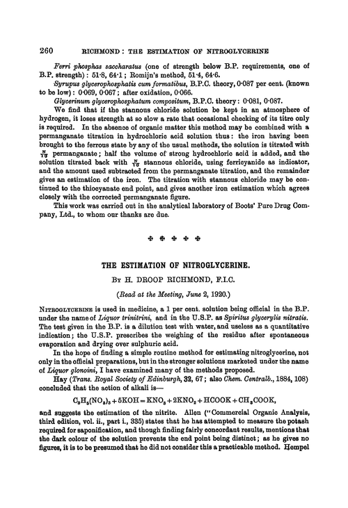 The estimation of nitroglycerine