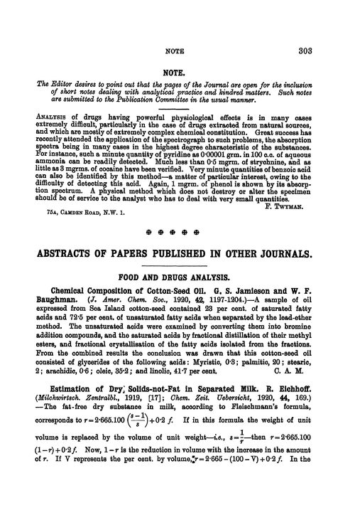 Food and drugs analysis