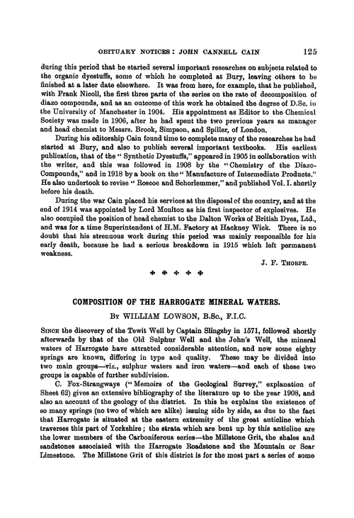 Composition of the Harrogate mineral waters
