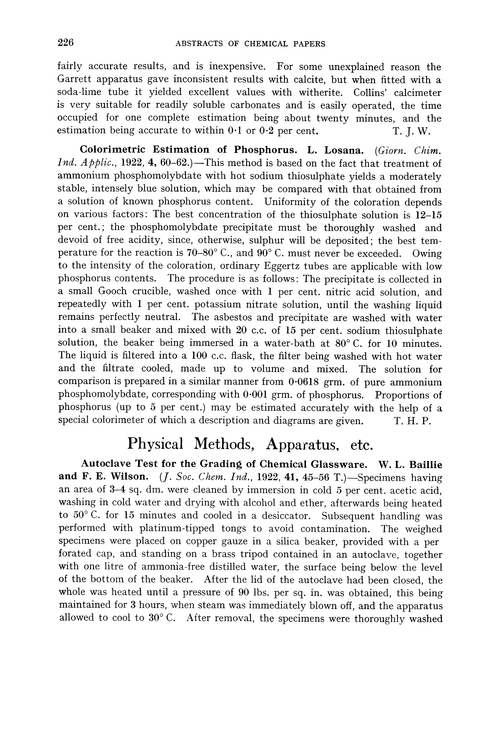 Physical methods, apparatus, etc.