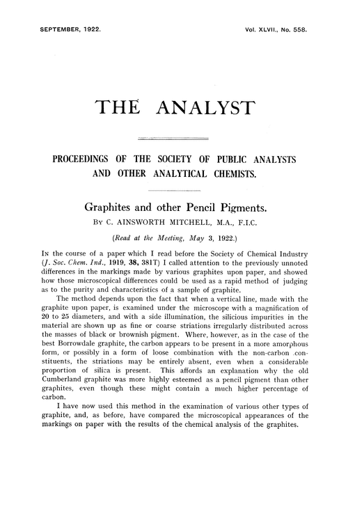 Graphites and other pencil pigments