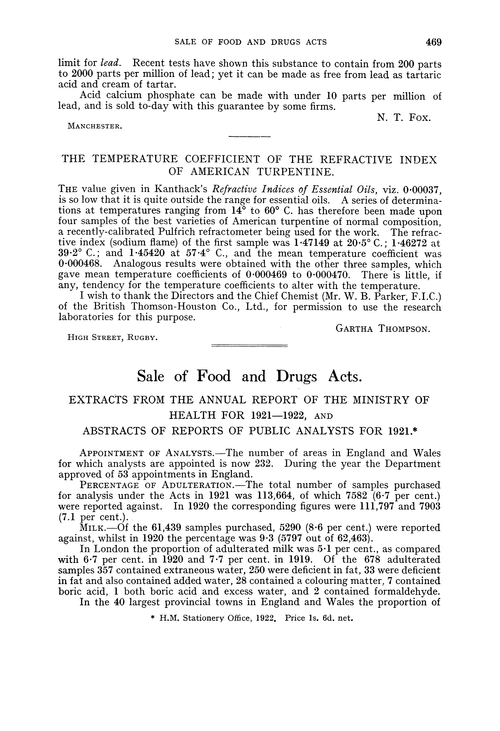 Sale of Food and Drugs Acts