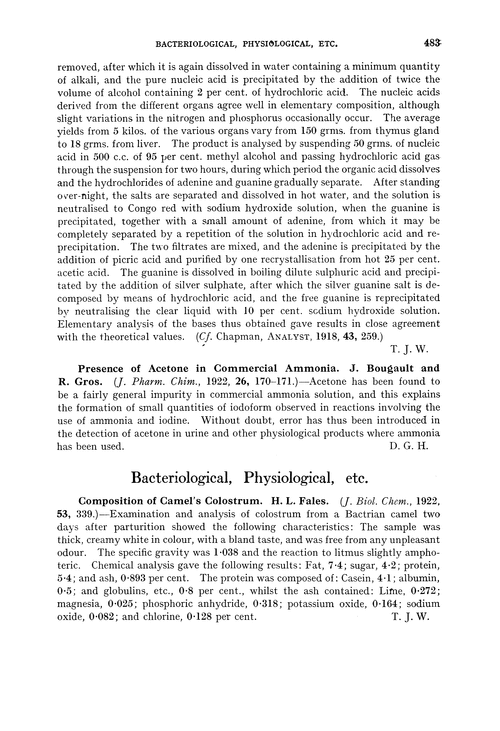 Bacteriological, physiological, etc.