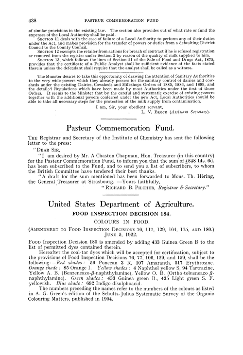 United States Department of Agriculture. Food Inspection Decision 184