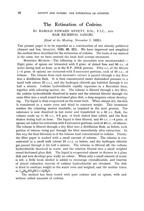 The estimation of codeine