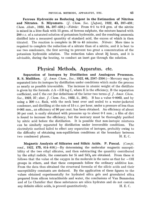Physical methods, apparatus, etc.