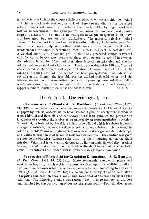 Biochemical, bacteriological, etc.