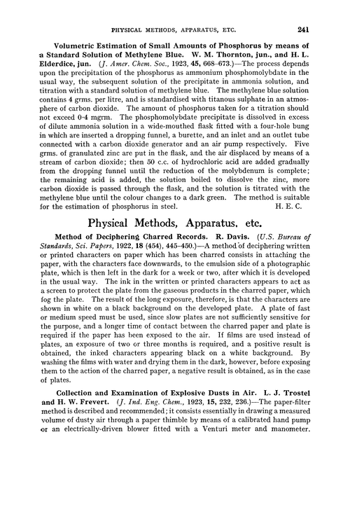 Physical methods, apparatus, etc.