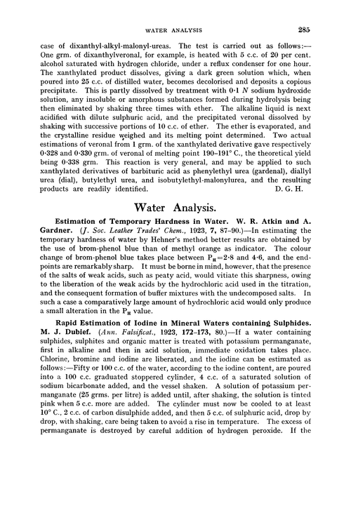 water analysis research articles