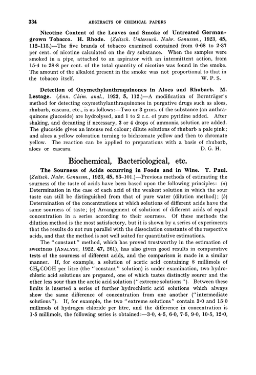 Biochemical, bacteriological, etc.